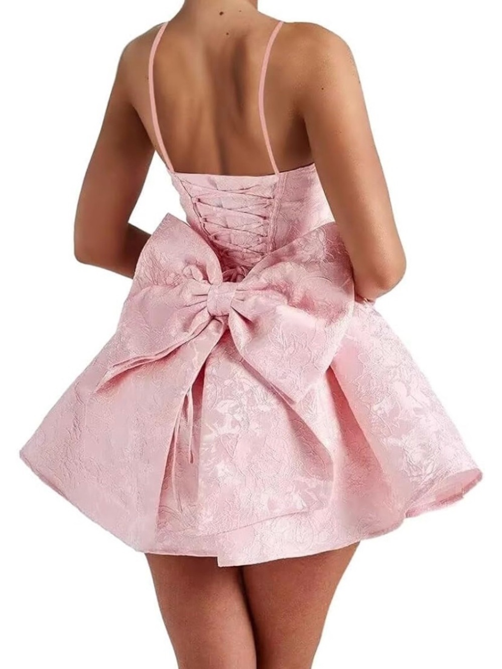 Jacquard Party Dress with Statement Bow
